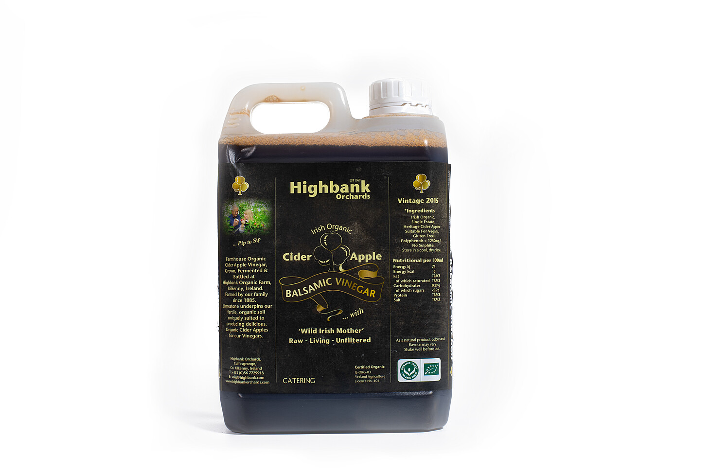 2.5 litre Catering Jug of Highbank Apple Balsamic Vinegar with dark brown label