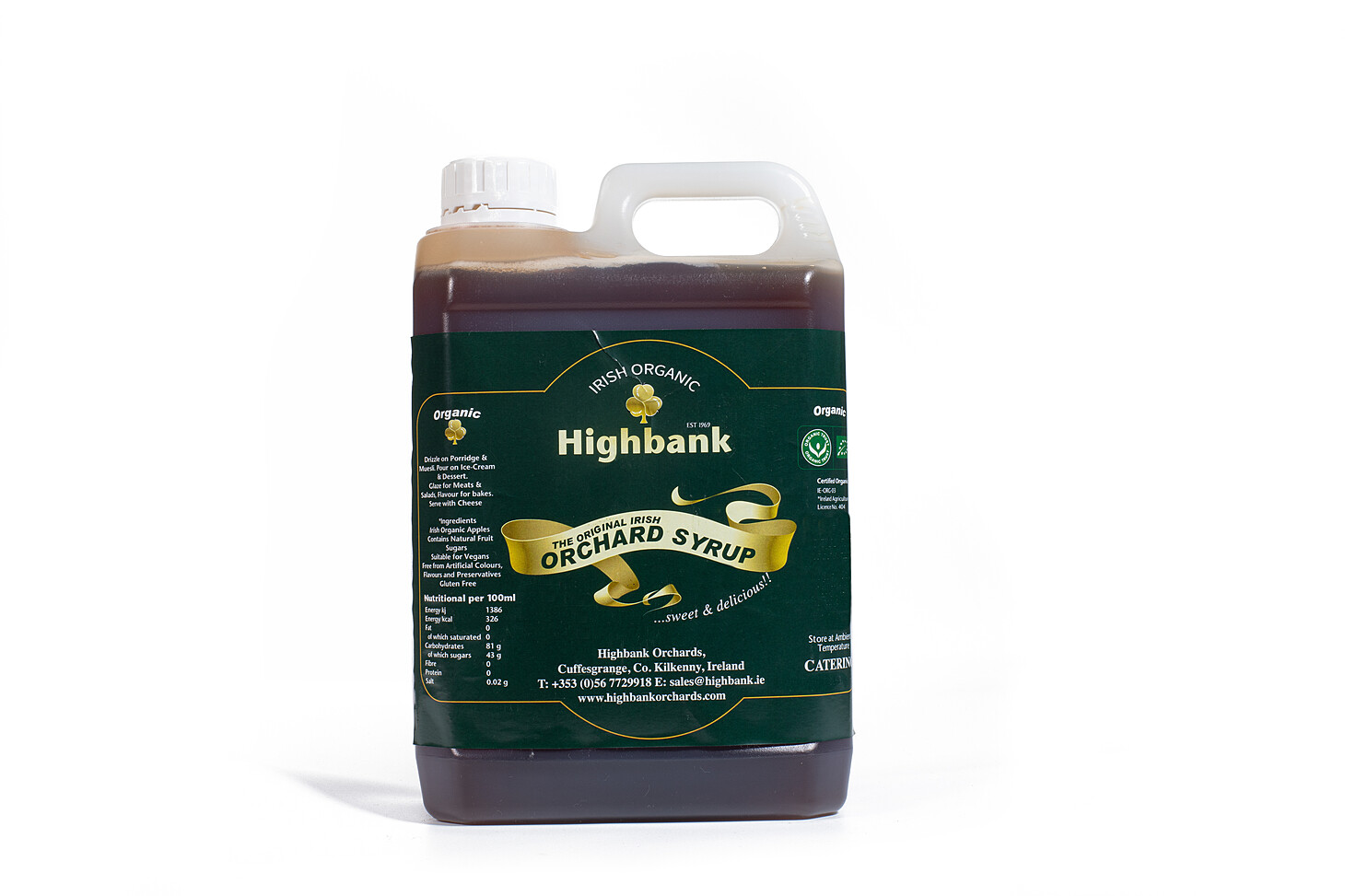 2.5 litre Catering Jug of Orchard syrup with dark green label