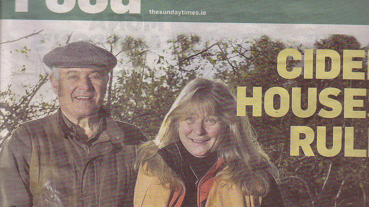 Cover of Sunday Times Food Magazine Featuring Julie & Rod with basket of cider