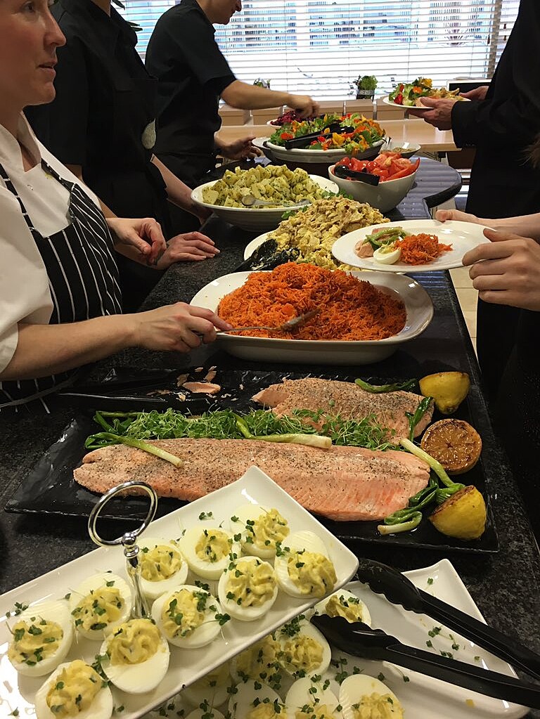 buffet serving lots of colourful food at the National Organic Awards.