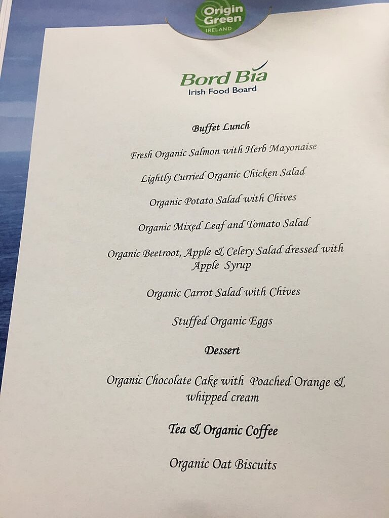 bord bia menu at the awards