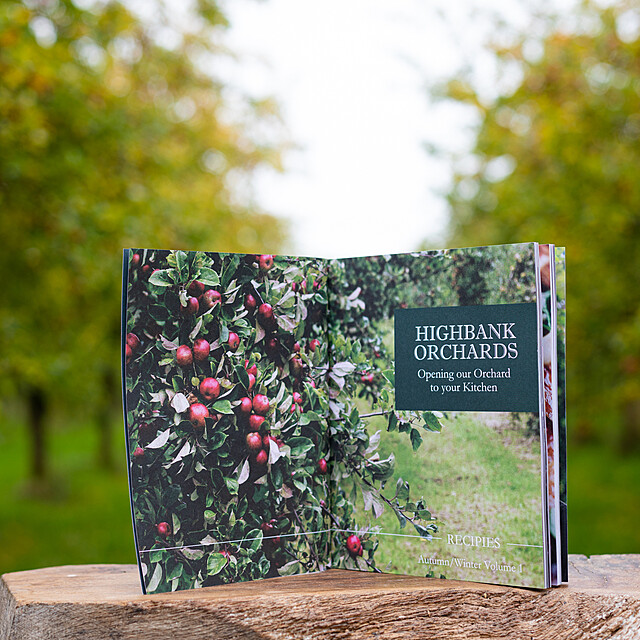 Highbank Orchards Recipe Collection Book Volume 1. On display in Orchard